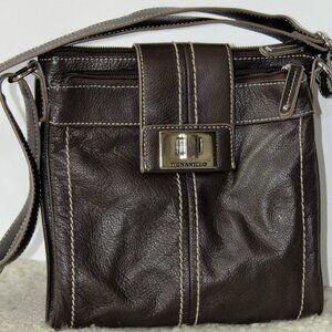 Black soft pebbled Leather Station Bag Messenger Manbag